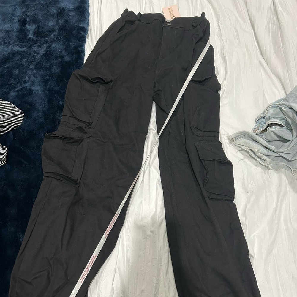 Missguided Black Cargo Wide Leg Pants